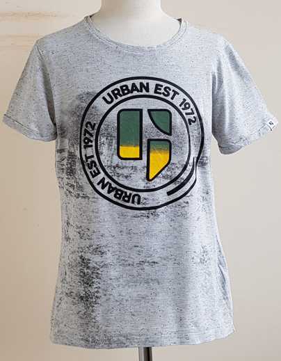 152.Garcia grijs gevlekt t-shirt met print mt. 152/158