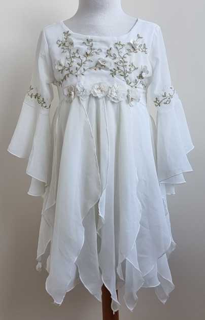 Kate Mack off white jurkje met borduur en bloemetjes mt. 110 (5)