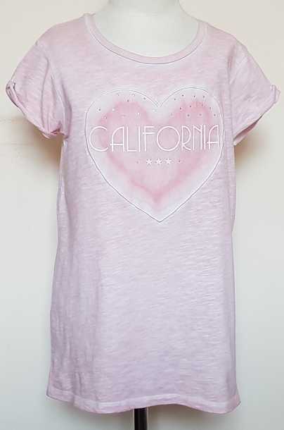 140.Zara roze t-shirt met hart en strass mt. 140
