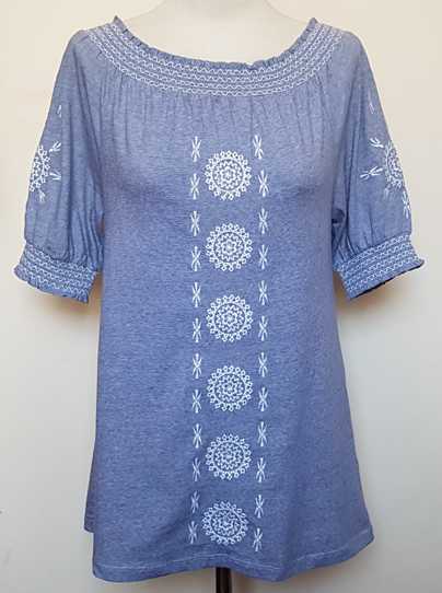 Primark lichtblauw gestreept shirt met borduur mt. 38