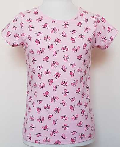 116.Primark roze t-shirt met vlindertjes mt. 116