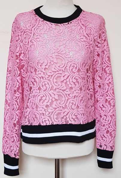 Zara neon roze korte kanten sweater mt. XS