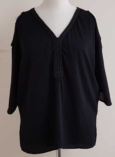 MS Mode zwarte blouse met open schouders mt. 46