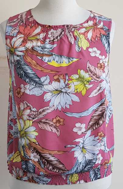 Esprit (EDC) roze blouse top met bloemen print mt. XL