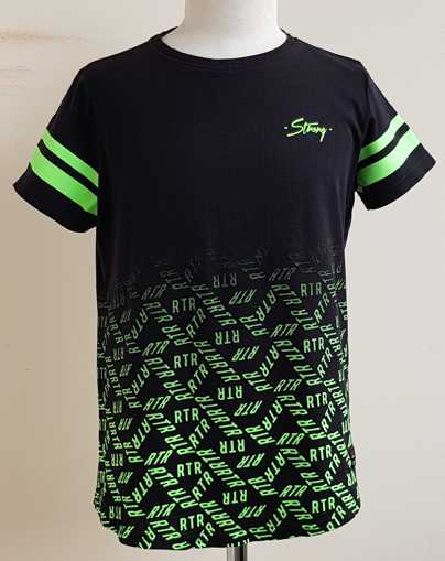 146.Retour zwart t-shirt met neon groene print mt. 146/152 (11/12)