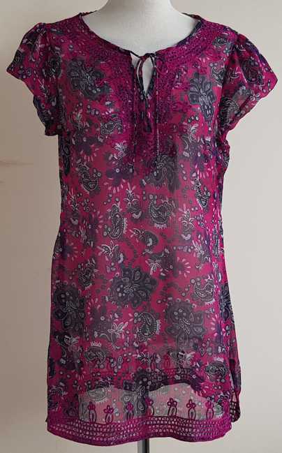 StreetOne paars/roze tuniek blouse met print mt. 40