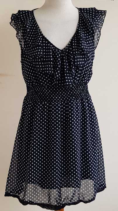 New Look zwarte jurk met dots en kant mt. 38 (10)