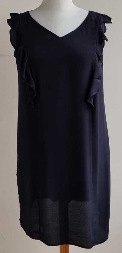 MS Mode zwarte jurk met roesels mt. 44 NIEUW