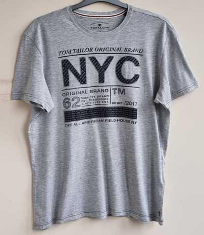 Tom Tailor grijs t-shirt met blauw/grijze print mt. L