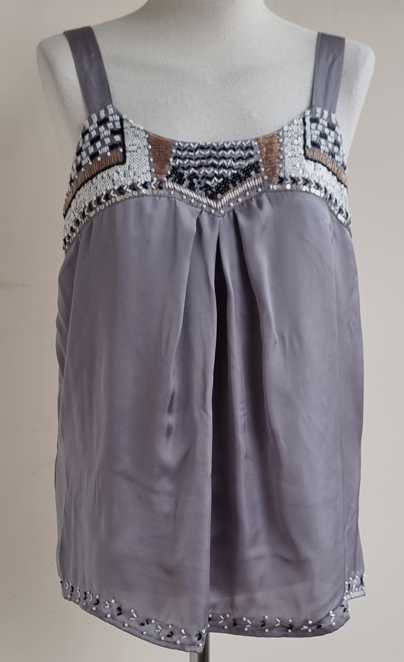 SaoPaolo zilvergrijze blouse/top met bewerking mt. 38