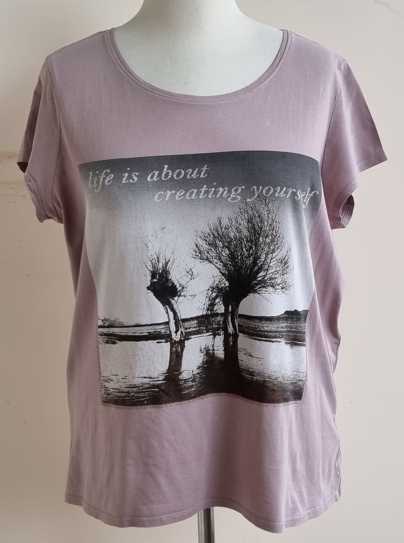 Charles Vogele lila/grijs t-shirt met print mt. XL