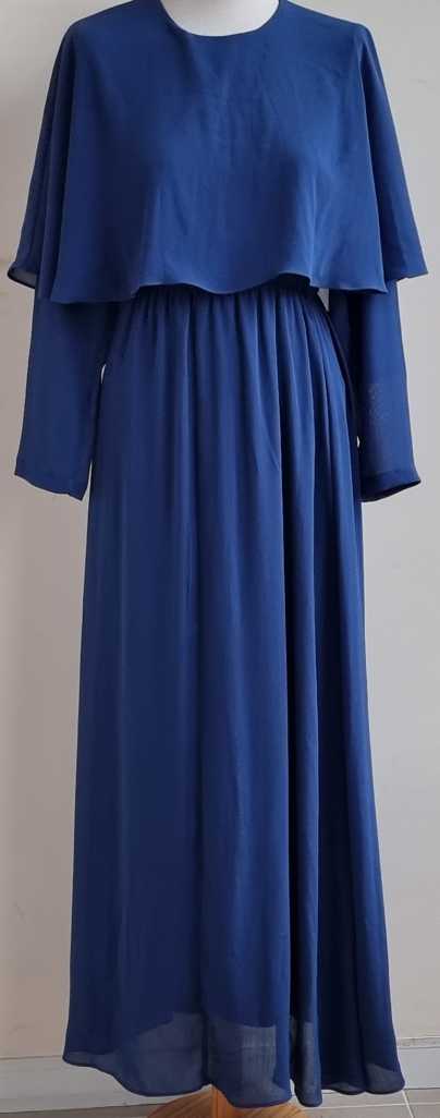 Jawel lange blauwe jurk mt. 38
