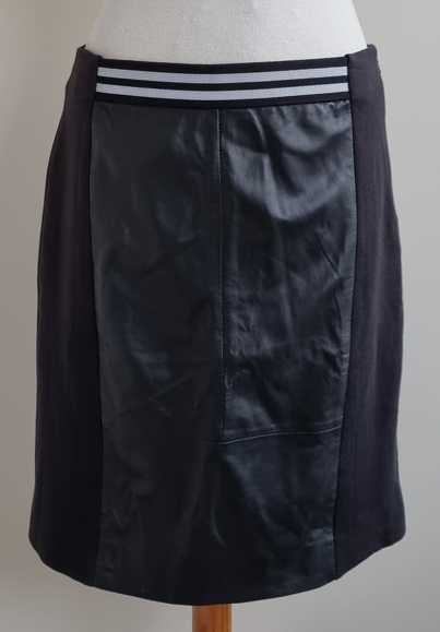 Looxent (Peter Hahn) zwarte rok met leer mt. 38