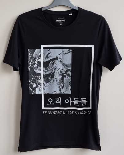Only & Sons zwart t-shirt met wit/grijze print mt. M