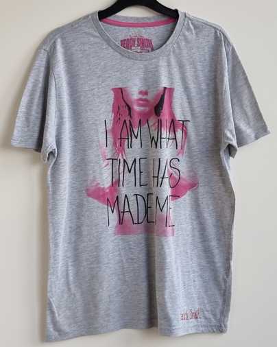 Teddy Smith grijs t-shirt met roze/zwarte print mt. M