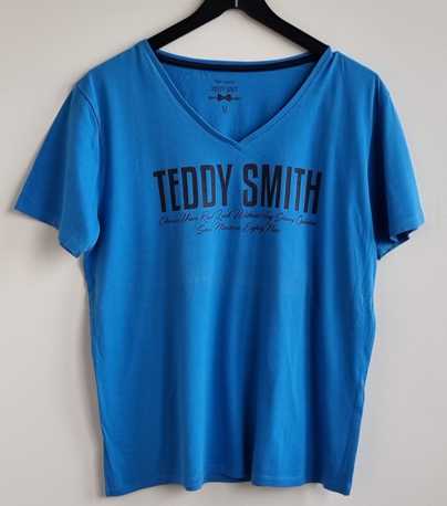 Teddy Smith blauw t-shirt met zwarte print mt. M