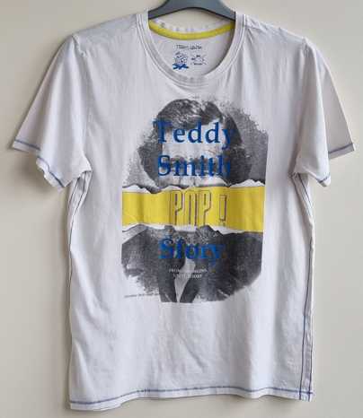 Teddy Smith wit t-shirt met geel/blauwe print mt. L