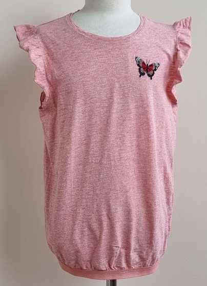170.We Fashion roze t-shirt met vlinder mt. 170/176