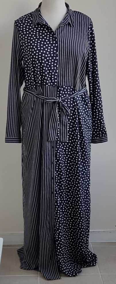 Vero Moda lange donkerblauwe jurk met witte print mt. XL