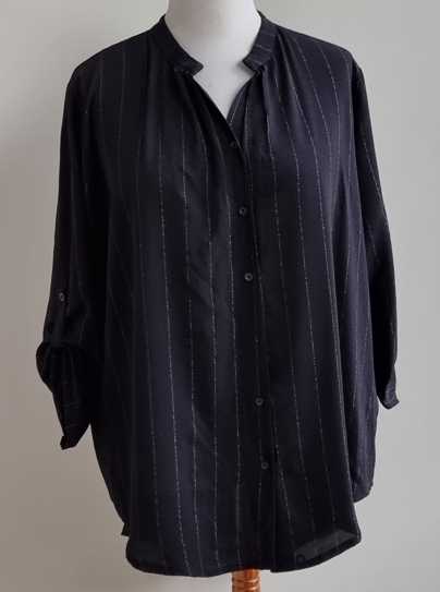 Made in Italy zwarte blouse met zilver streepje mt. XL/XXL