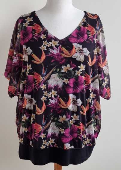GreatLooks zwarte blouse/top met bloemen print mt. XL