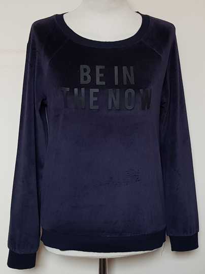 Only donkerblauwe velours sweater mt. S