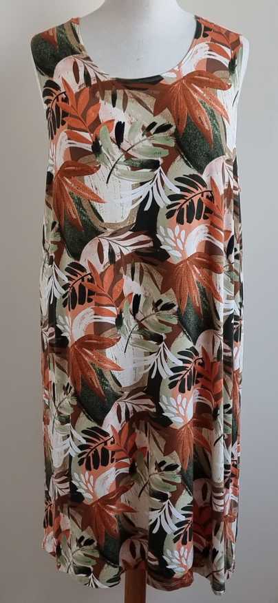 Tom Tailor soepelvallende jurk met bladeren print mt. 46