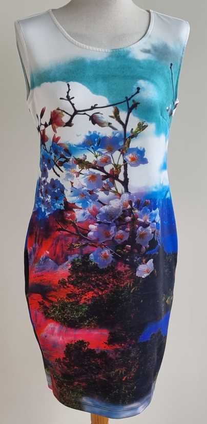 Bodyflirt roomwitte jurk met takken- bloemen print mt. 40