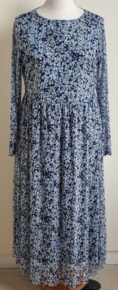 Tom Tailor blauwe jurk met bloemetjes print mt. XL