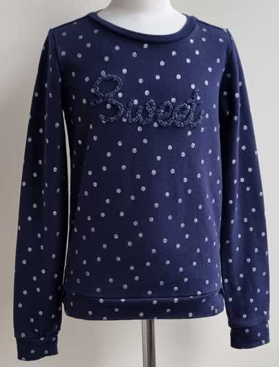 Hema donkerblauwe sweater met zilveren dots mt. 158/164