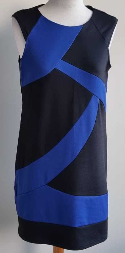Anna Field zwart/blauwe jurk mt. M